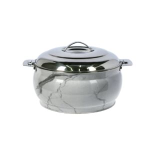 Bien Servi Unique Charm V-Shaped Belly Hot Pot with Sturdy Handle and Lid Silver 28cm